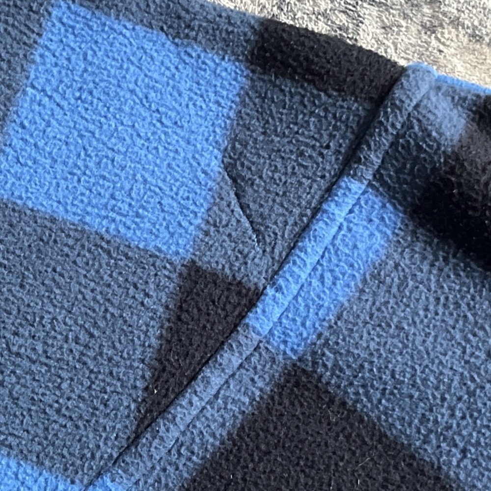 VTG 90s Sears Trader Bay 1/4 Zip Fleece Blue Buffalo Plaid Fleece Pullover S Y2K - Picture 6 of 13